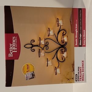 Better Homes and Gardens Scrolled Iron Tealight Wall Sconce in black Brand New